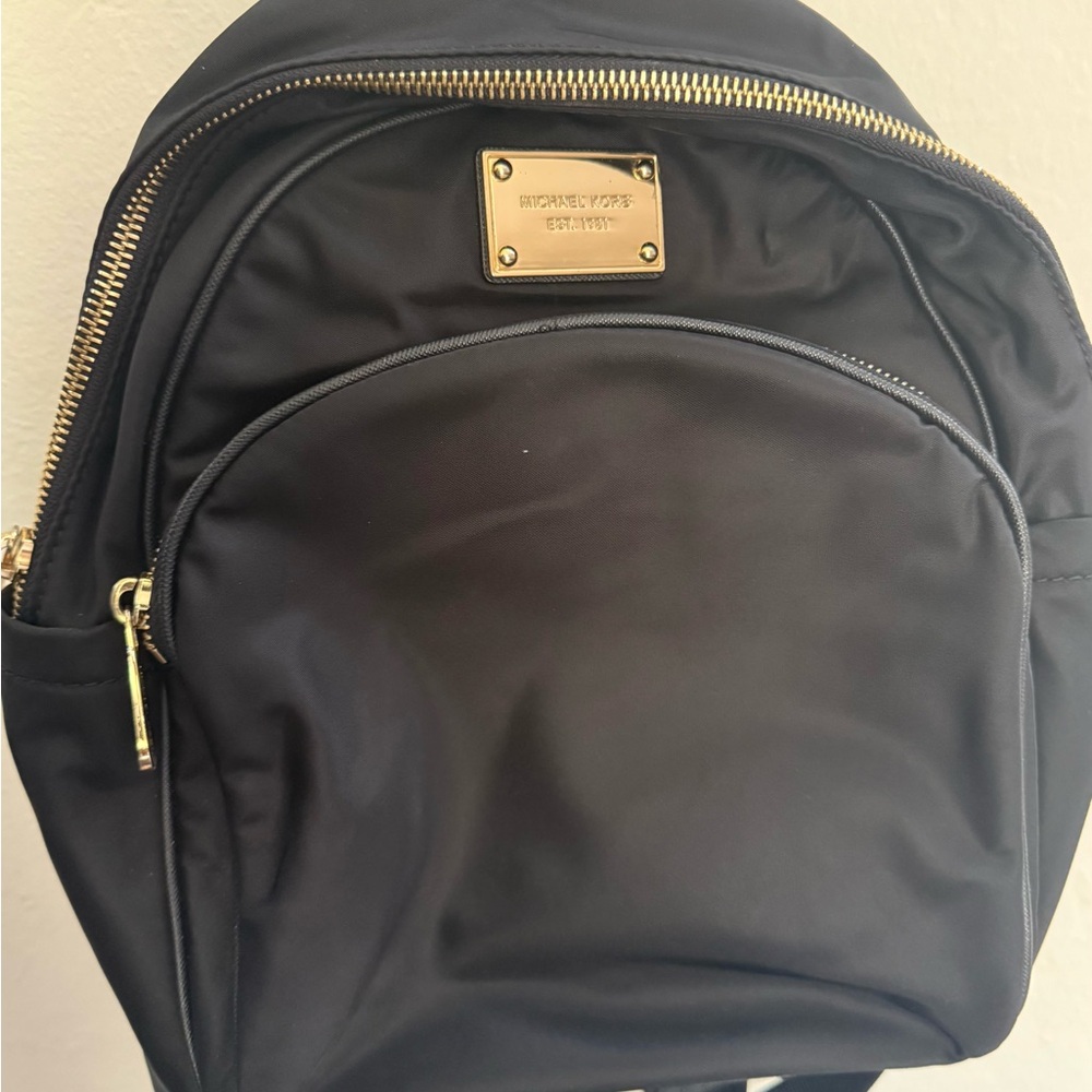 Michael Kors Black Backpack with Gold Details